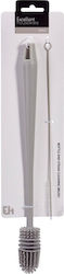 Set 2 Exzellente Haushaltsreinigungsbürsten Flaschen Strohhalm Kunststoff Edelstahl 34/26 Cm Grau