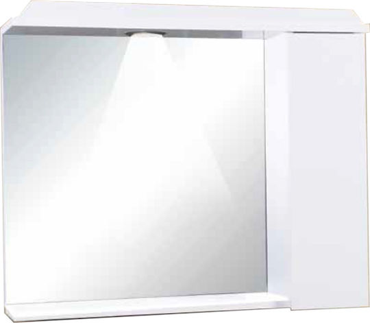 Pro Bagno Badezimmerspiegel LED aus Spanplatte mit Schrank 70x16cm Weiß