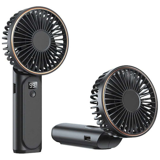 Techsuit Handheld Ventilator Premium Mini M12 Digital LED Display Rechargeable USB-C Port 6 Wind Speeds 5000mAh Schwarz