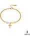 Ghetto Women's Bracelet with Cross design made of Steel Gold Plated with Pearls