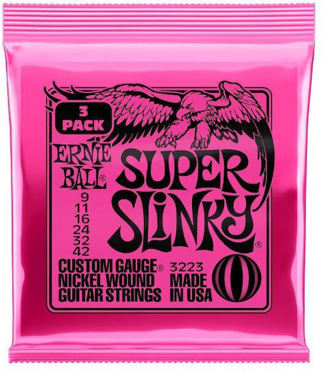 Ernie Ball Super Slinky 3-pack Σετ Χορδών Ηλεκτρικής Κιθάρας 9 - 42"