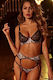 Set Bra Slip Garter Printed Beige