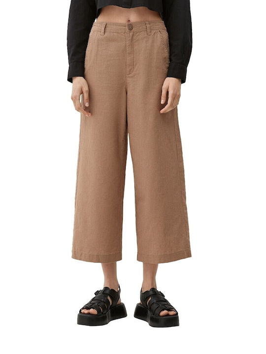 QS Women's High-waisted Fabric Trousers Regular Fit Beige