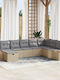 Corner Sofa Outdoor Rattan with Pillows 55x62x69cm