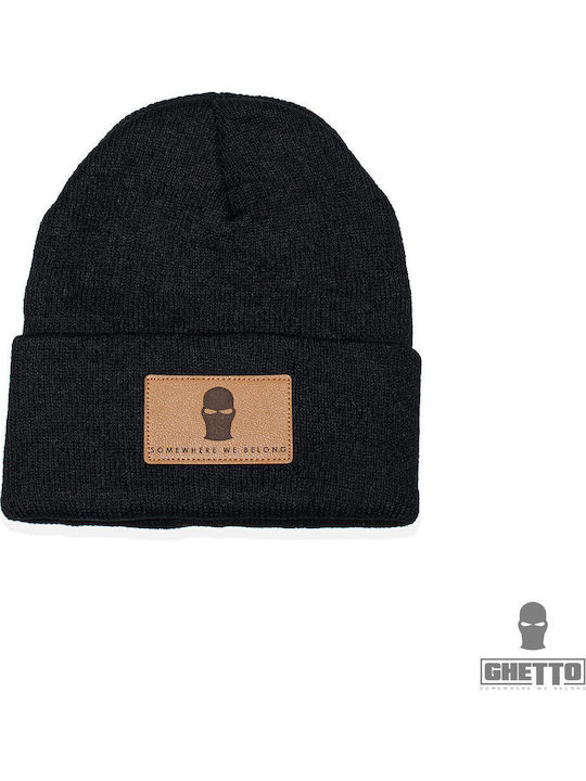 Earflap Unisex Beanie Knitted in Black color
