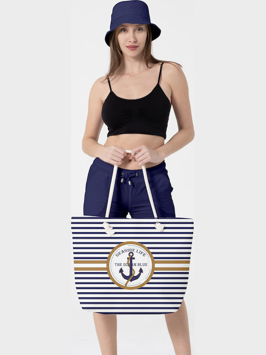 Miami Beach Fabric Beach Bag Blue