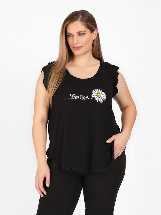 Vertice Damen Bluse Blumen Black
