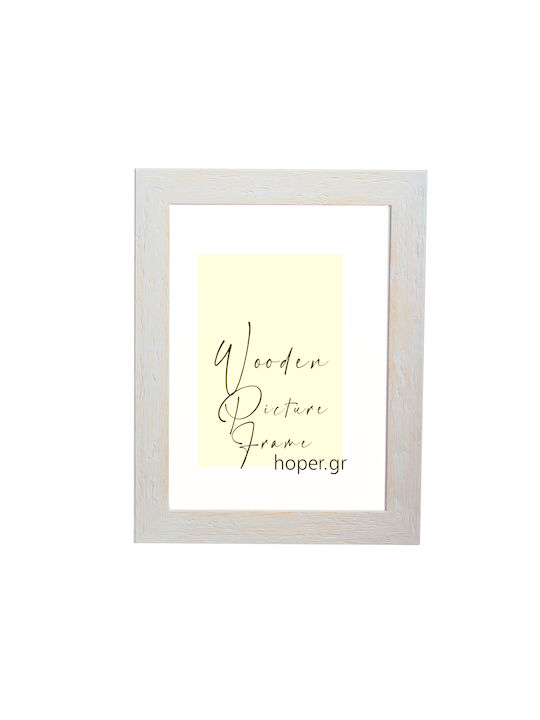 Wooden Wall Photo Frame 50x70cm White & Beige W...