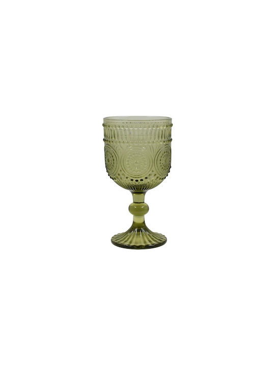 Fylliana Fl09 Set of Glasses Water made of Glass in Green Color Stemmed 6pcs