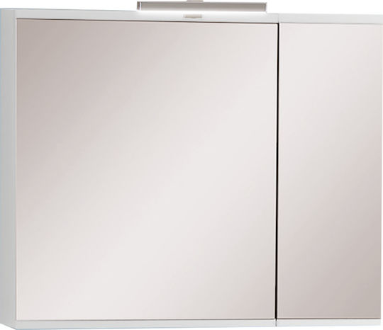 Pro Bagno Bathroom Mirror Led made of Particle Board with Cabinet 85x70cm White