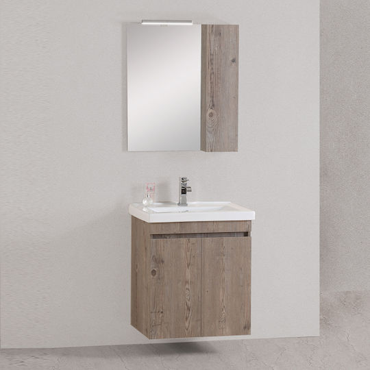 Pro Bagno Waschtisch mit Waschbecken & Spiegel Gray