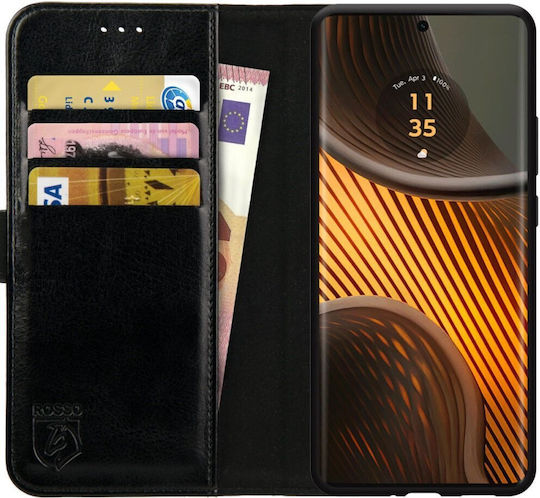 Rosso Element Pu Brieftasche Synthetisches Leder Schwarz (Motorola Edge 50 Ultra)