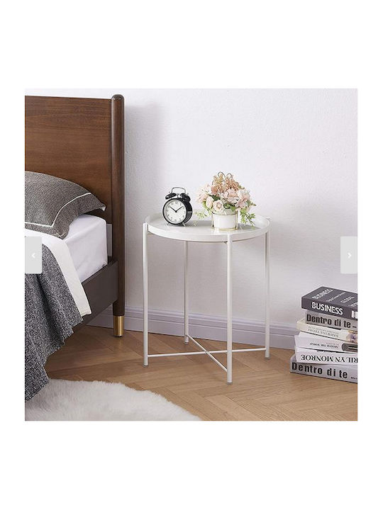Round White Metal Side Coffee Table W41xL41xH50cm