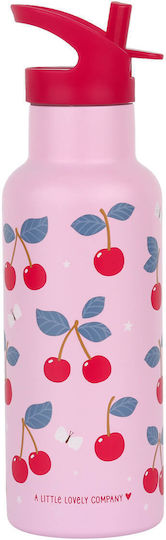 A Little Lovely Company Stainless Steel Kids Water Bottle Thermos with Straw Multicolour 500ml