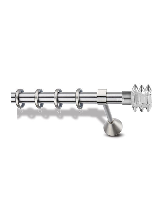 Enis by Domus Metallic Curtain Pole Parnassos Double with Rod 160cm Nickel Matte