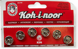 Metal Studs Czech Republic Koh-i-noor No5 13mm Silver 6 Pieces