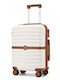Miss Lulu Reisekoffer Kabine Cream und Braun mit 4 Räder Höhe 55cm