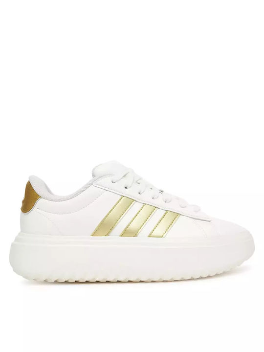 adidas Grand Court Flatforms Sneakers White Gold