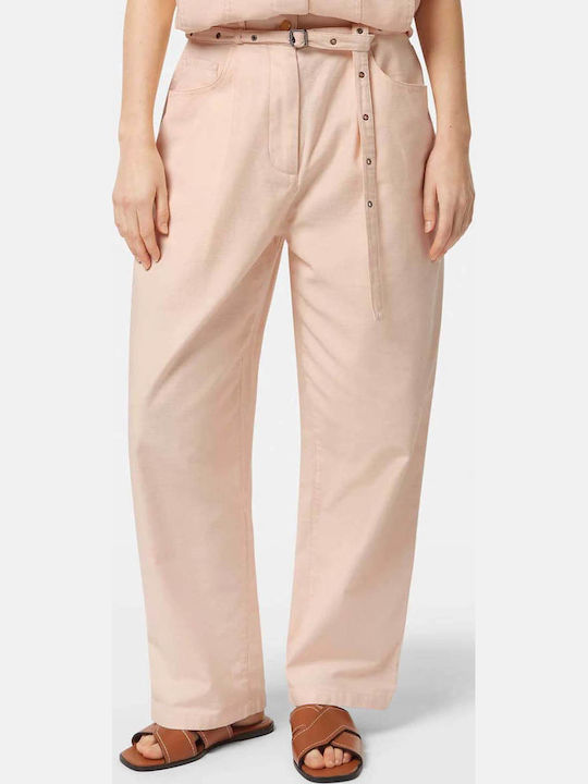 Scotch & Soda Aster Women's High Waist Fabric Palazzo Pants Powdered Peach