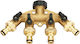 Four-Way Hose Splitter Hydrostab Hydro-Fix Brass Valves