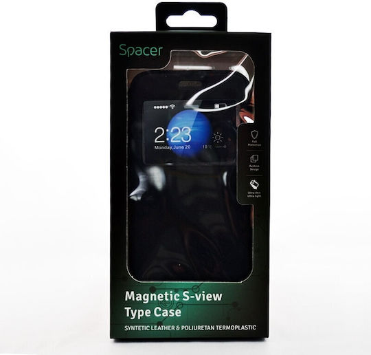 Spacer Book Type Magnetic S-view Case Iphone 7 Black
