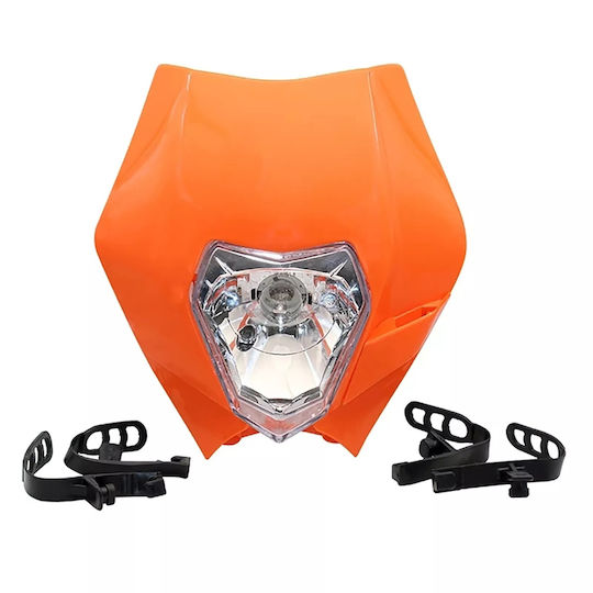 Motorcycle Handlebar Mask Headlight Orange Small High Beam Enduro Trail Streetfighter