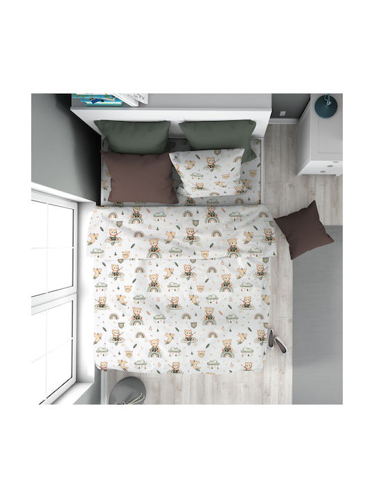 Dimcol Παιδικό Πάπλωμα Μονό White-olive 160x240εκ.