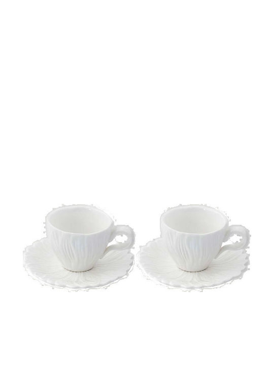 Marva Set of Cups Coffee Porcelain White 80ml 2pcs