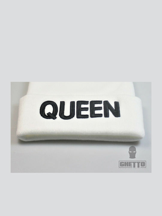Beanie Unisex Σκούφος Πλεκτός σε Λευκό χρώμα