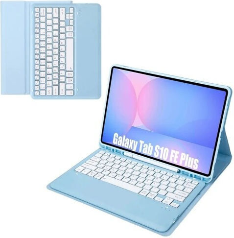Флип капак с Клавиатура в Международен английски език Син (Samsung Galaxy Tab S10 FE+) 53387