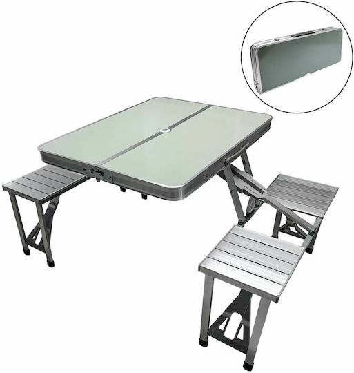 Masă Pliabilă - Bancă Pliabilă din Aluminiu în Cazul în Care 136x85x67cm Argintiu