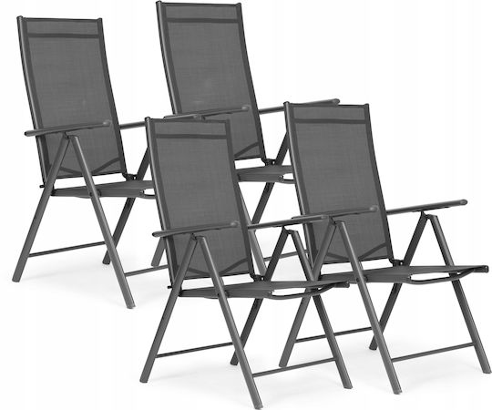 Scaun de exterior Metalic Gri 4buc 70x57x106cm