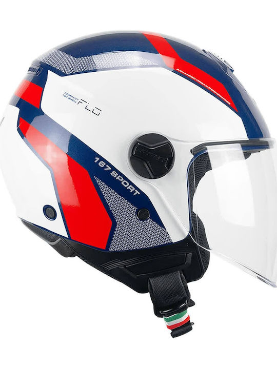CGM 167 Blue / White / Gloss Red Motorcycle Helmet Jet ECE 22.06 1050gr