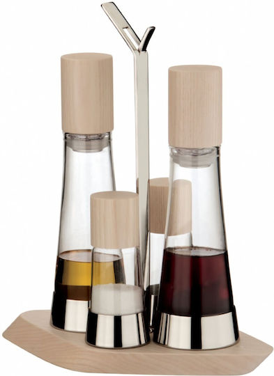 Casa Bugatti Trattoria Öl- & Essigspender-Set Hölzernes mit Ausgießer Beige