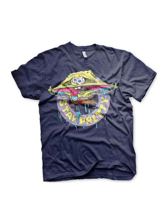 Spongebob Stay Pretty Navy T-shirt Men's Nic-1-sb009-dtf501-nv