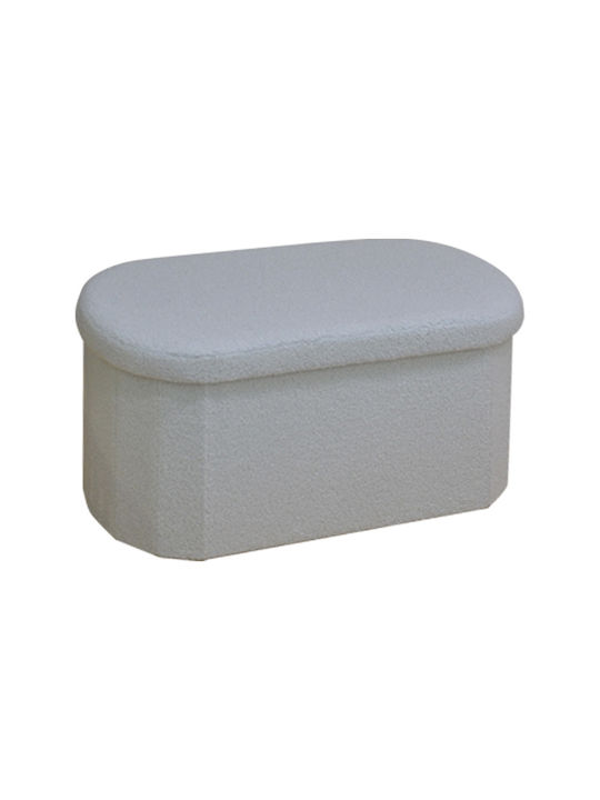 Stool For Living Room With Storage Space Upholstered with Fabric Otto Cream-ivory 76x38x38cm