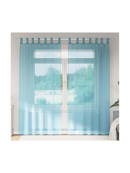 vidaXL Set Perdele Cu Bretele Turcoaz 140x245cm