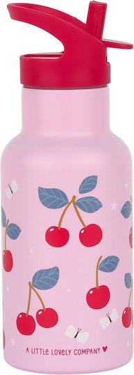 A Little Lovely Company Неръждаема Стомана Детска Бутилка За Вода Термос със Сламка Розова 350ml
