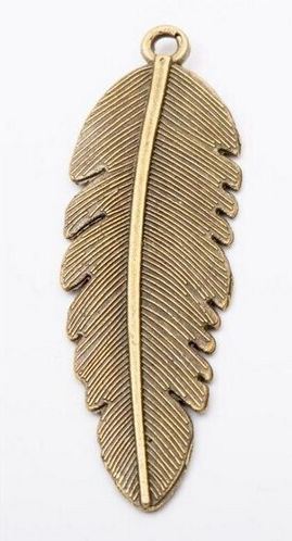 Metal Feather Pendants 44x14x1 Mm 3 Pc