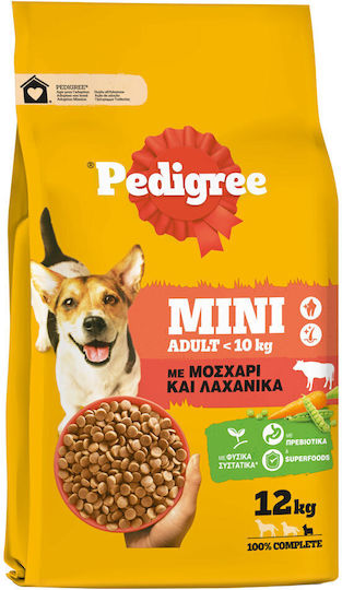 Pedigree 12kg Hrană Uscată pentru Câini Adulţi de Rase Mici cu Carne de vită și Legume