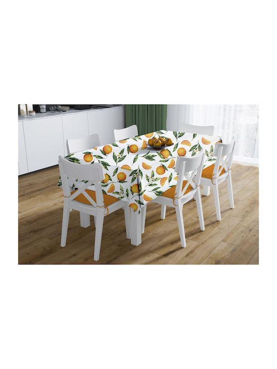 Dimcol Τραπεζομάντηλο Αλέκιαστο Σετ 2τμχ Oranges 474 White-orange 140x140εκ.