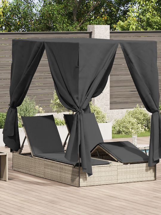 Liegestuhl-Bett Doppel Rattan mit Kissen Gray 2...