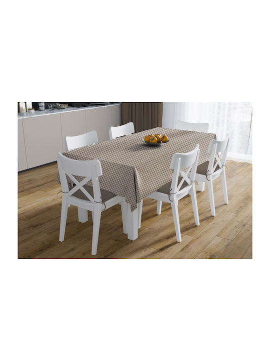 Dimcol Καρέ Τραπεζομάντηλο Αλέκιαστο Road Houndstooth 473 Beige 90x90εκ.