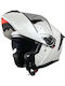 Pilot Zero SV White Pearl Gloss Motorcycle Helmet Flip-Up ECE 22.06 1700gr with Sunvisor