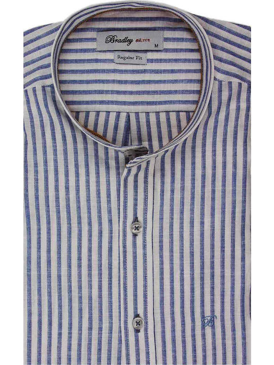 Cu mânecă scurtă In Cămașă Cu dungi White With Blue Stripe