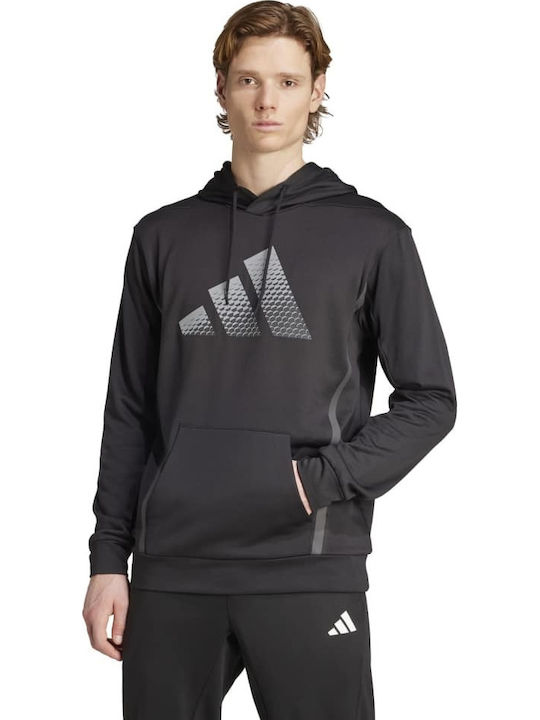 adidas Game&go Training Big Logo Φούτερ Μαύρο με Κουκούλα