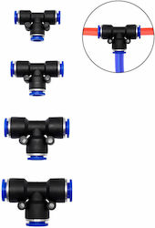 Set of Pneumatic Pipe Tee Air Connectors Pu Pe Nylon Ø6-8-10-12mm Plastic 4 Pieces W17456-0