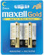 Maxell Gold Alkaline Batteries Size C 1.5V 2 Pack