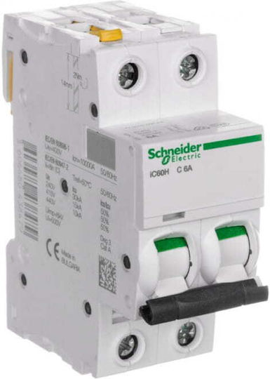 Circuit Breaker 2p C 6a 10ka Ac Ic60h-c6-2 A9f07206