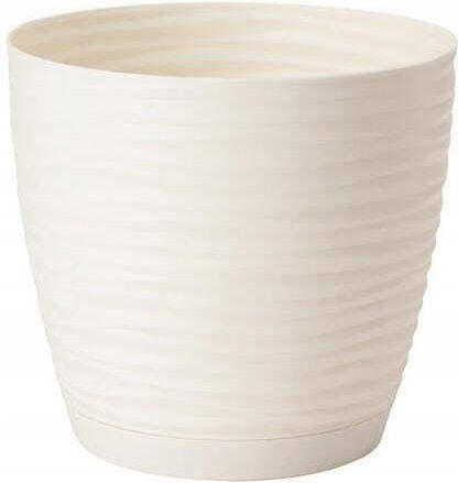 Form Plastic Ghiveci Plastic Cremă cu farfurie 12.7x11.8cm.